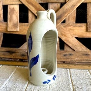 Vintage Williamsburg Pottery Salt Glaze Hurricane Lamp 8.5 candle holder (48)